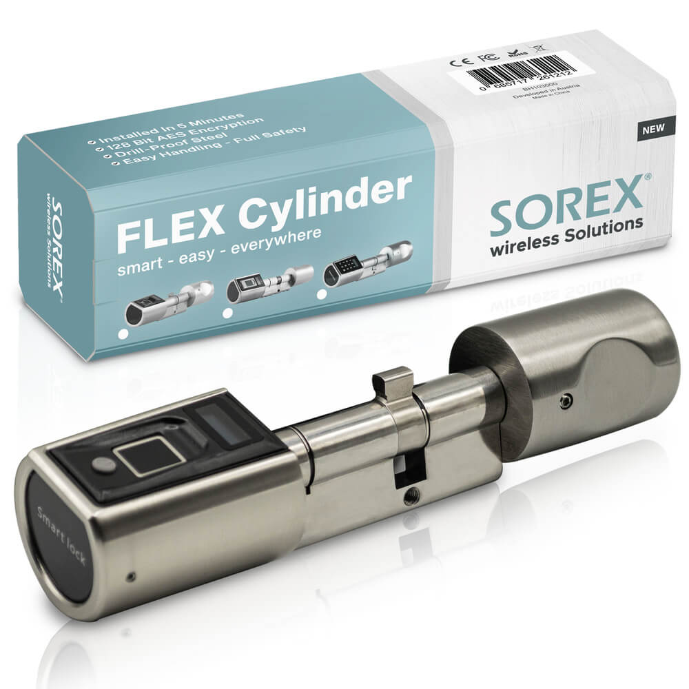 SOREX  FLEX Fingerprint Schließzylinder & RFID Zylinder Türschloss  Fingerabdruck